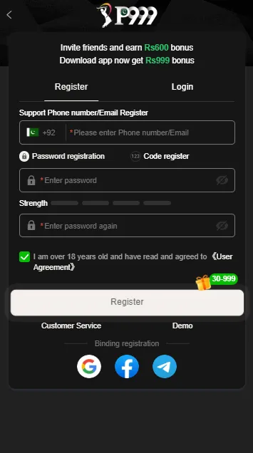 Register on P999